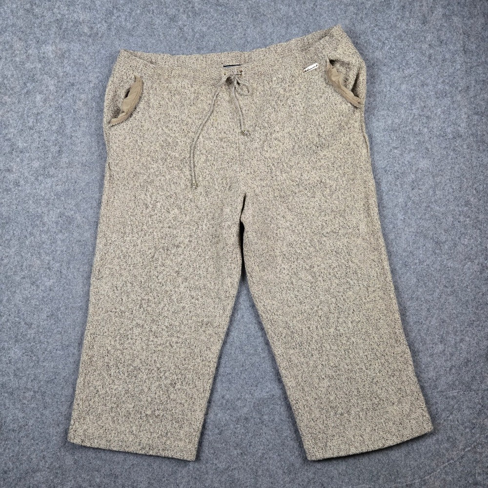 Vintage St John Sport Knit Pants Womens Large Tan Wool Blend Cropped Capri